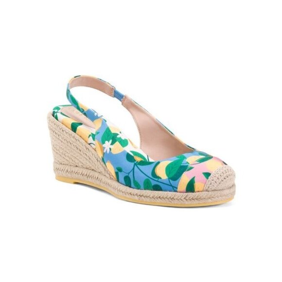 Cole Haan Womens Blue Floral Sling back Espadrille Wedge Sandals Sz 7.5 New - Picture 1 of 11